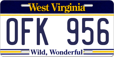 WV license plate OFK956