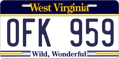 WV license plate OFK959