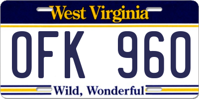 WV license plate OFK960