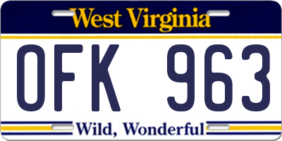 WV license plate OFK963