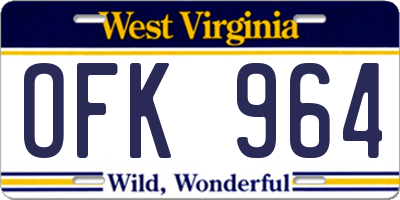 WV license plate OFK964