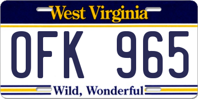 WV license plate OFK965