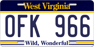 WV license plate OFK966
