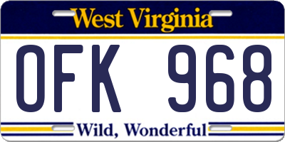 WV license plate OFK968