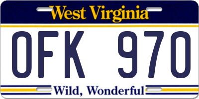 WV license plate OFK970
