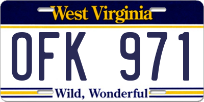 WV license plate OFK971