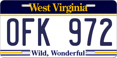 WV license plate OFK972