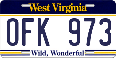 WV license plate OFK973