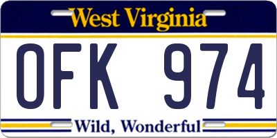 WV license plate OFK974