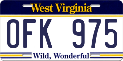 WV license plate OFK975