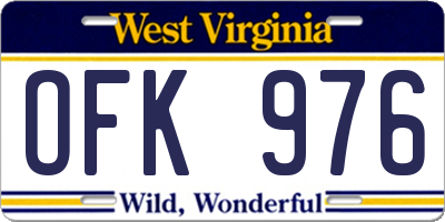 WV license plate OFK976