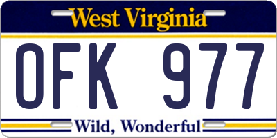 WV license plate OFK977