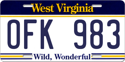 WV license plate OFK983