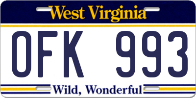 WV license plate OFK993