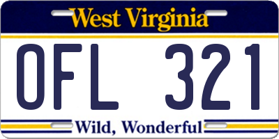 WV license plate OFL321
