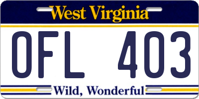 WV license plate OFL403
