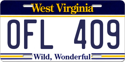 WV license plate OFL409