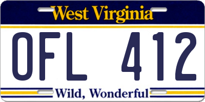 WV license plate OFL412