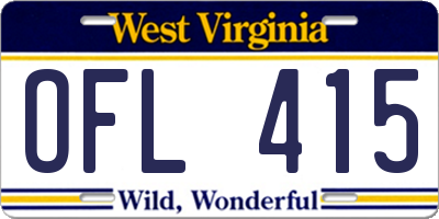WV license plate OFL415