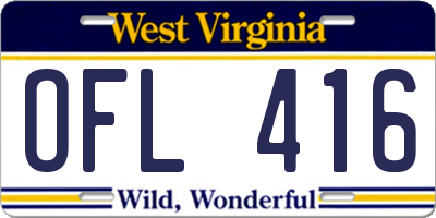 WV license plate OFL416