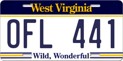 WV license plate OFL441