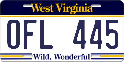 WV license plate OFL445