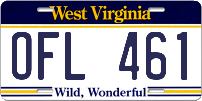 WV license plate OFL461