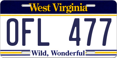 WV license plate OFL477