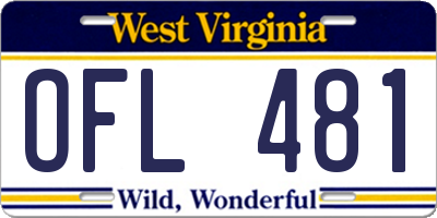WV license plate OFL481