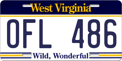 WV license plate OFL486
