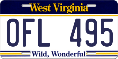 WV license plate OFL495