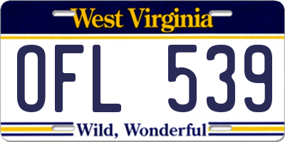 WV license plate OFL539