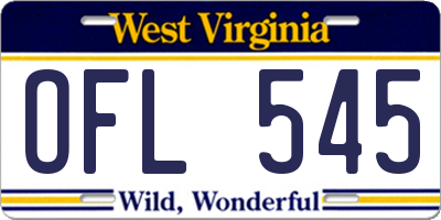 WV license plate OFL545