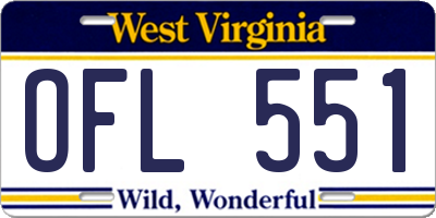 WV license plate OFL551