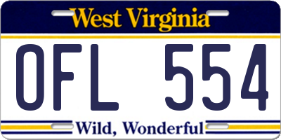 WV license plate OFL554