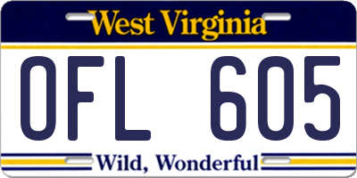 WV license plate OFL605