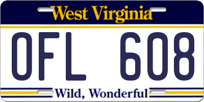 WV license plate OFL608