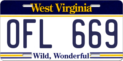 WV license plate OFL669