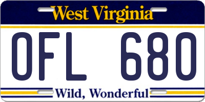 WV license plate OFL680