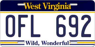 WV license plate OFL692