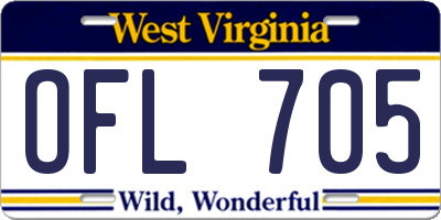 WV license plate OFL705