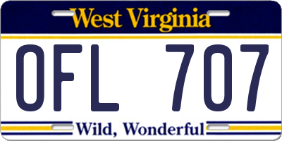 WV license plate OFL707