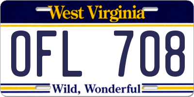 WV license plate OFL708