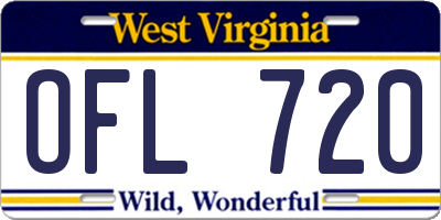 WV license plate OFL720