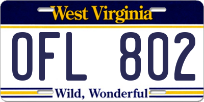 WV license plate OFL802