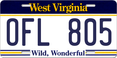 WV license plate OFL805
