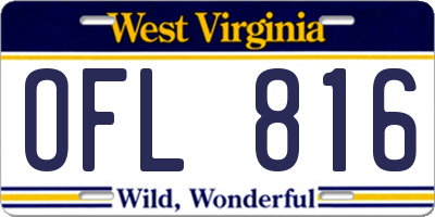 WV license plate OFL816