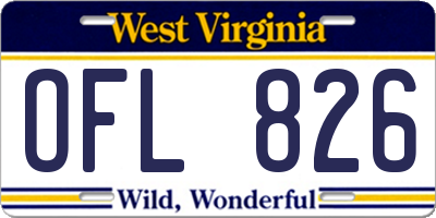 WV license plate OFL826