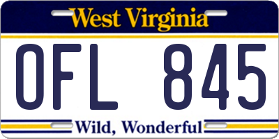 WV license plate OFL845