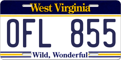 WV license plate OFL855
